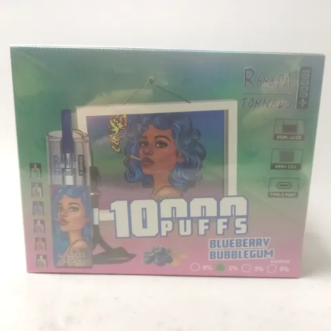 SEALED AND BOXED R AND M TORNADO DISPOSABLE VAPES - BLUEBERRY BUBBLEGUM - 10 PER BOX