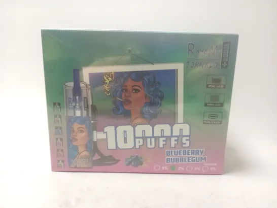 SEALED AND BOXED R AND M TORNADO DISPOSABLE VAPES - BLUEBERRY BUBBLEGUM - 10 PER BOX