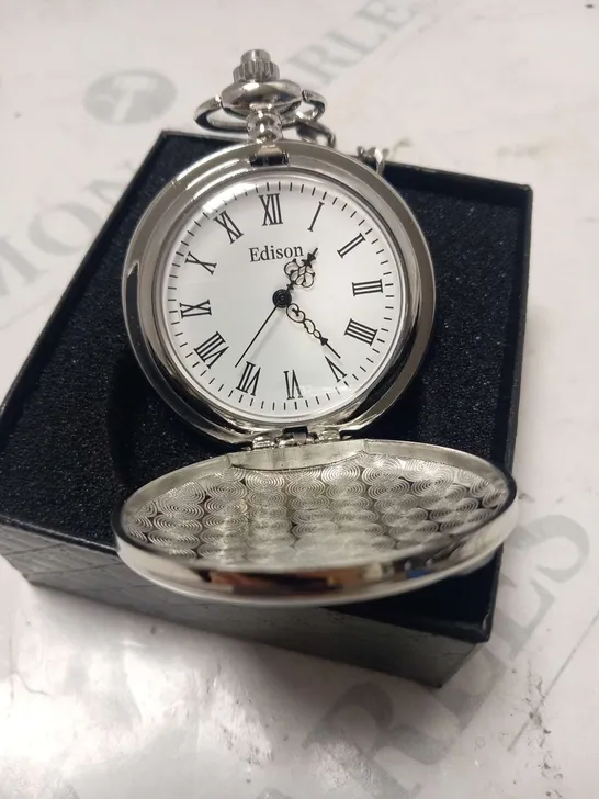 MENS EDISON POCKET WATCH WITH CHAIN – BRAND NEW IN BOX