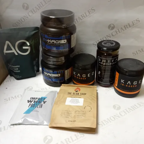 BOX OF ASSORTED COFFEE'S AND PROTEIN POWDERS