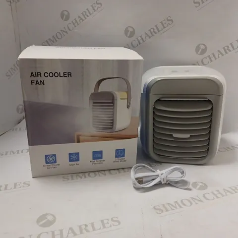 BOXED AIR COOLER FAN USB POWERED 3 SPEED WITH MIST SPRAYER FUNCTION