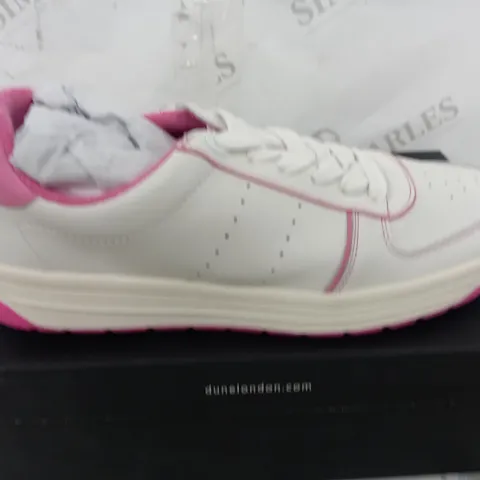 BOXED PAIR OF DUNE TRAINERS IN PINK/WHITE UK SIZE 6