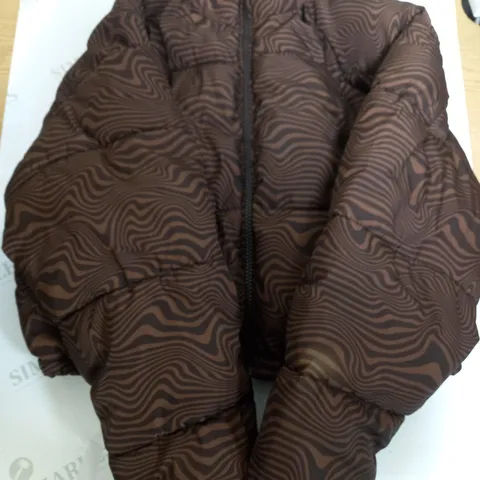 DIVIDED BROWN RIPPLE EFFECT PADDED COAT - EUR XS
