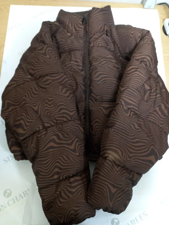 DIVIDED BROWN RIPPLE EFFECT PADDED COAT - EUR XS