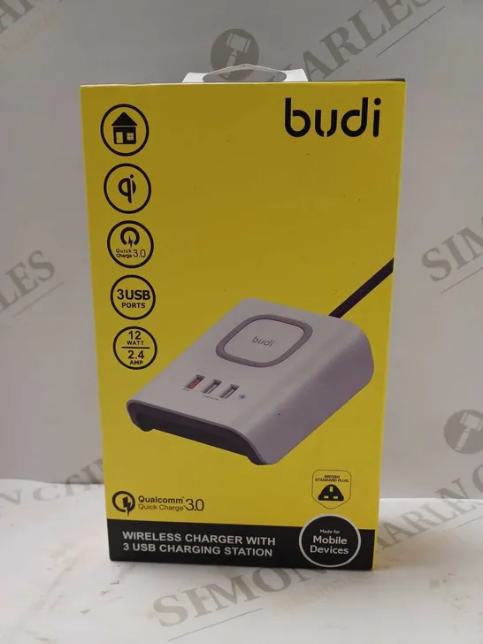 BUDI WIRELESS CHARGER WITH 3 USB CHARGING STATION