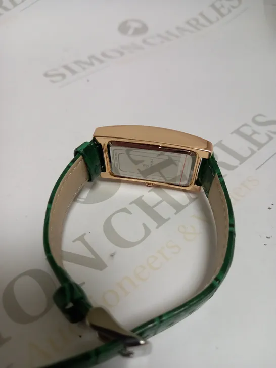 LADIES STOCKWELL WATCH – TEXTURED DIAL WITH SUB DIAL MINUTE HAND – GREEN LEATHER STRAP 