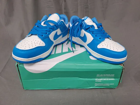 BOXED PAIR OF NIKE SHOES IN BLUE/WHITE UK SIZE 4.5