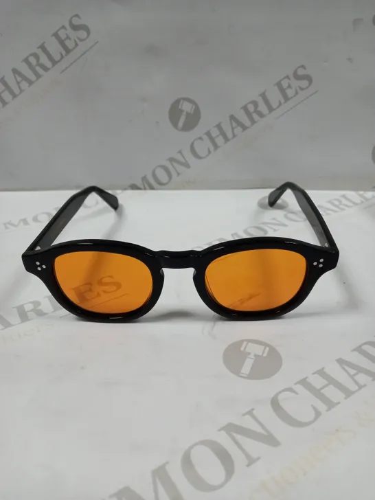 DOOD EYEWEAR ORANGE TINTED BLACK FRAME SUNGLASSES 