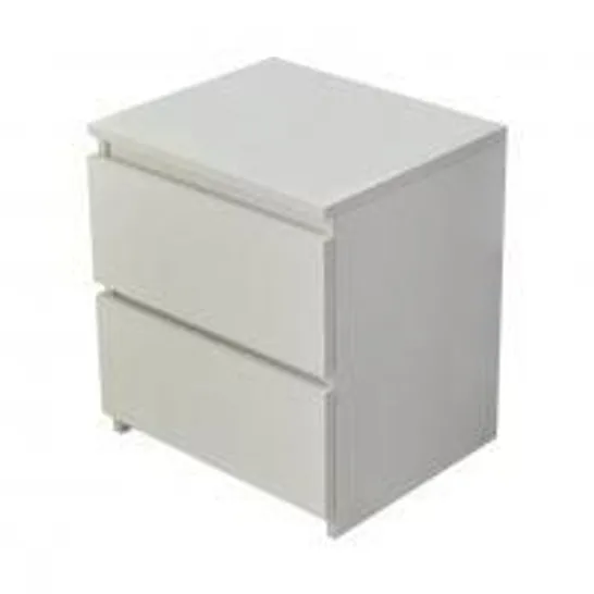 BOXED UNBRANDED BEDSIDE TABLE WITH 2 DRAWS IN WHITE 