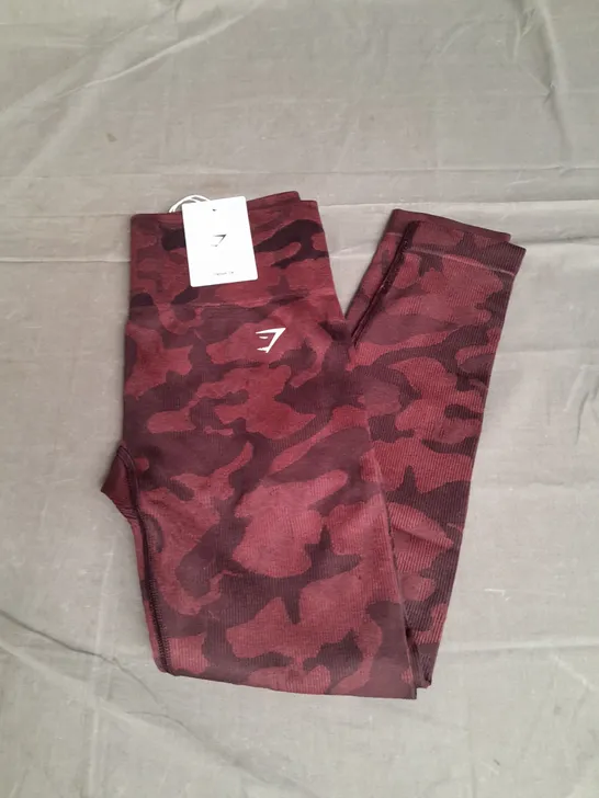 GYMSHARK ADAPT CAMO SEAMLESS LEGGINGS IN BROWN SIZE M