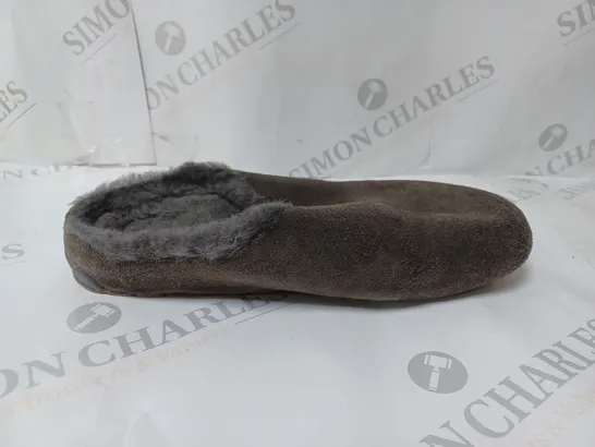 PAIR OF EMU AUSTRALIA SLIP-ON MULE STYLE FAUX FUR LINED SLIPPERS IN CHARCOAL, UK SIZE 6