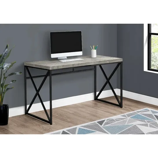 BOXED BRINDY COMPUTER DESK GREY WOOD/BLACK METAL SIZE: 120 X 60 X 75CM