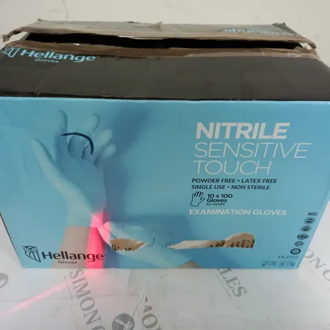 BOXED HELLANGE NITRILE SENSITIVE TOUCH GLOVES (10 X 100)