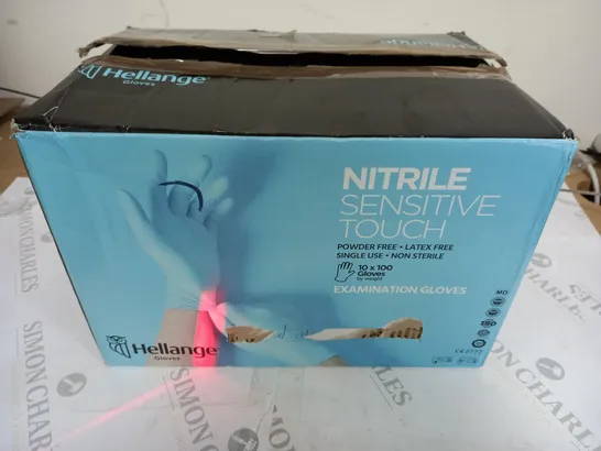 BOXED HELLANGE NITRILE SENSITIVE TOUCH GLOVES (10 X 100)