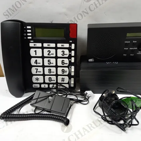 LOT OF APPROXIMATELY 15 ASSORTED ELECTRICALS TO INCLUDE DAB+/FM RADIO, POLAROID BLUETOOTH QI CHARGING ALARM CLOCK, BIG BUTTON LANDLINE PHONE, ETC