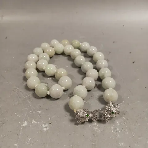 WHITE JADE SILVER DRAGON NECKLACE 