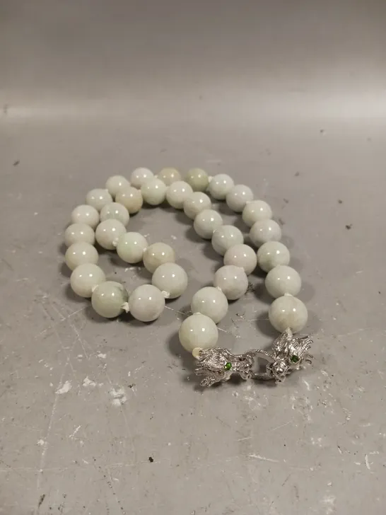 WHITE JADE SILVER DRAGON NECKLACE 