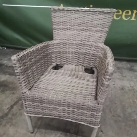 DESIGNER GREY RATTAN PATIO ARMCHAIR