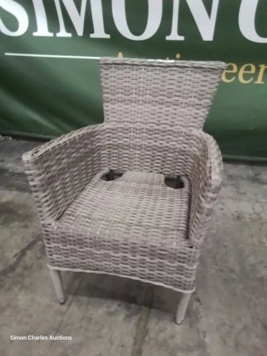 DESIGNER GREY RATTAN PATIO ARMCHAIR