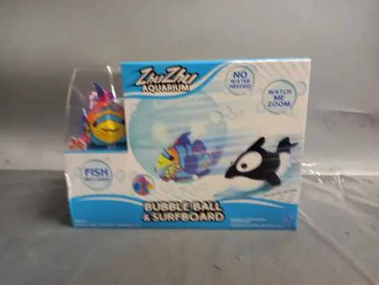 ZHU ZHU AQUARIUM BUBBLE BALL AND SURFBOARD