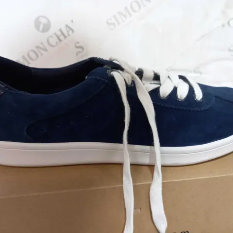 BOXED PAIR OF DUNE LONDON TRAINERS NAVY SIZE 7