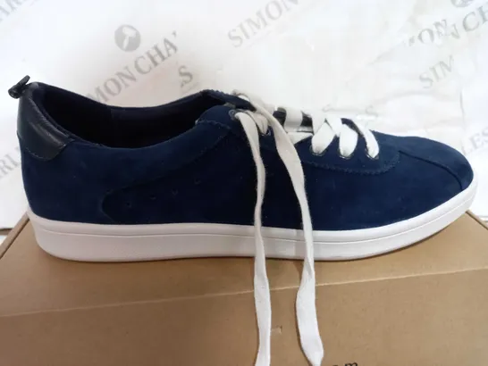 BOXED PAIR OF DUNE LONDON TRAINERS NAVY SIZE 7