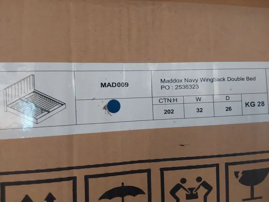 BOXED DESIGNER MADDOX BED SIDE PANELS BLUE PLUSH FABRIC ( BOX 2 of 3 only)