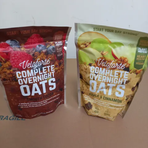 LOT OF 2 VELOFORTE COMPLETE OVERNIGHT OATS 630G SMOOTH COCOA AND APPLE & CINNAMON