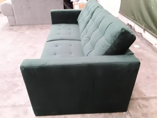 QUALITY DESIGNER JODI VELVET 3 SEATER SOFA - DARK GREEN FABRIC