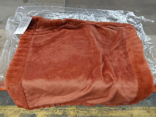 BAGGED VELVET AND FAUX FUR FLEECE LARGE SCATTER CUSHION COVER - BURNT ORANGE // 55 X 55CM (1 ITEM)