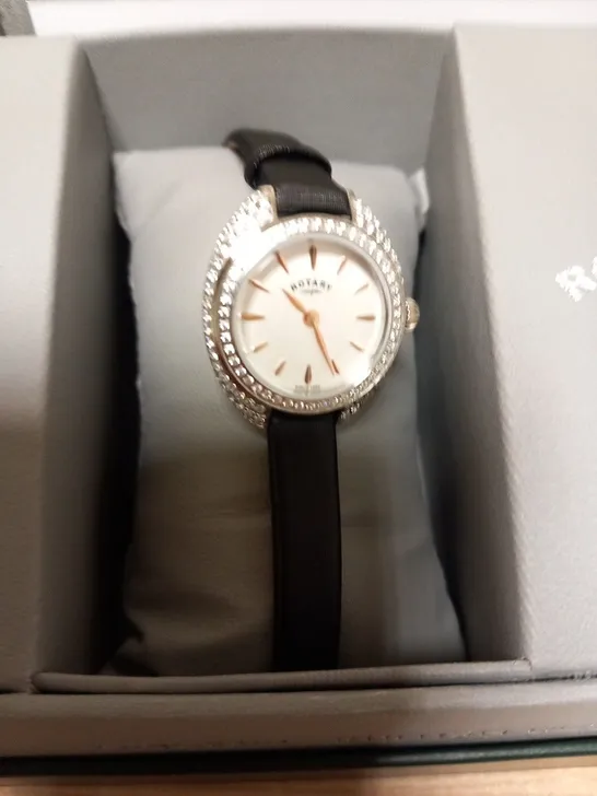 BOXED ROTARY PETITE BLACK LADIES WRIST WATCH