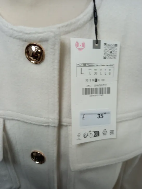 ZARA BUTTON THROUGH CARDIGAN IN WHITE - L