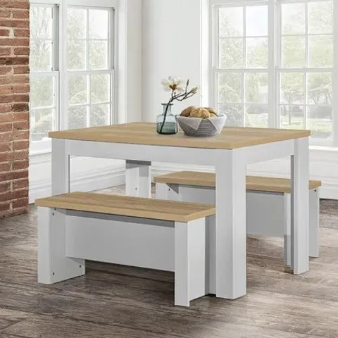 BOXED SENGAL DINING TABLE AND BENCH SET 