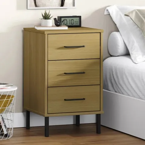 BOXED METRO LANE BEDSIDE CABINET WITH METAL LEGS BROWN 