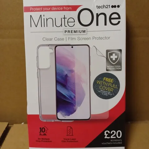 LOT OF APPROX. 96 BRAND NEW TECH21 MINUTE ONE PREMIUM CLEAR CASE FILM SCREEN PROTECTOR WITH 3M MULTIPLE DROP PROTECTION AND TRIPLE LAYER FILM PROTECTION FOR SAMSUNG GALAXY S21+ 5G