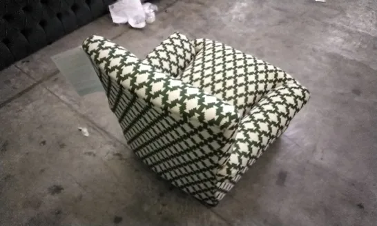 THE LOUNGE COMPANY GREEN/CREAM PATTERNED ARMCHAIR 