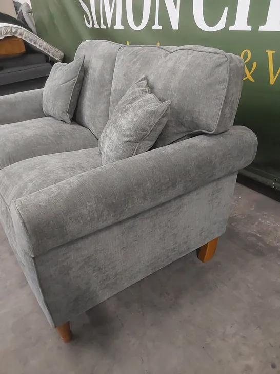 DESIGNER WILLIAM 2 SEATER HIGH BACK FABRIC UPHOLSTERED SOFA - GREY