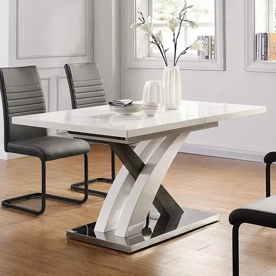 BOXED VALLES EXTENDABLE DINING TABLE - WHITE+OAK (2 BOXES)