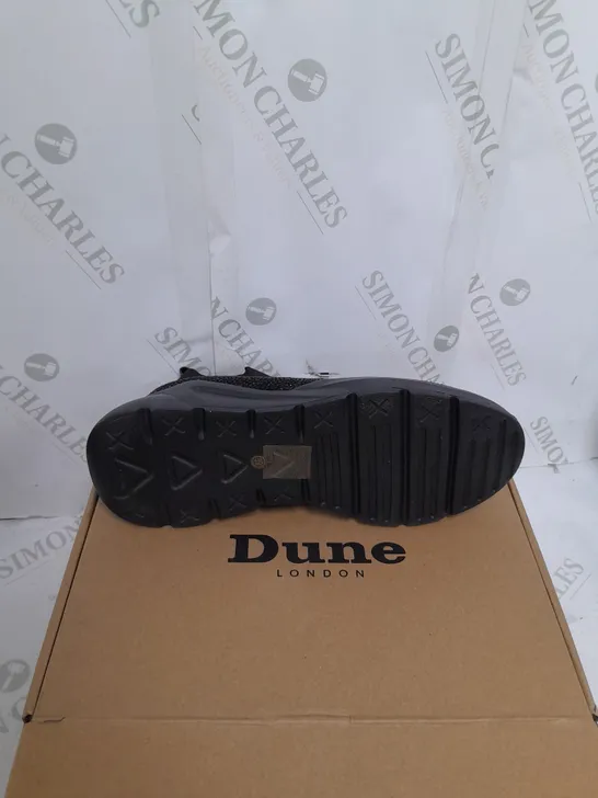 BOXED PAIR OF DUNE LONDON ELIXIR SPORT SHOES IN BLACK SIZE 6