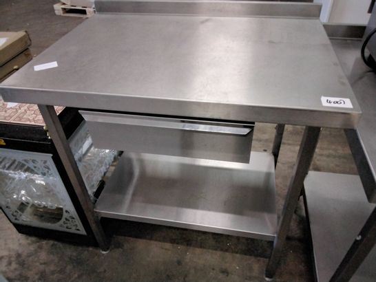 CATERING METAL WORK TABLE WITH DRAWER & UNDERSHELF