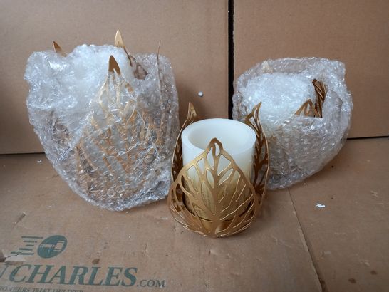 ALISON CORK SET OF BOTANICAL TEALIGHT HOLDERS & LED CANDLES