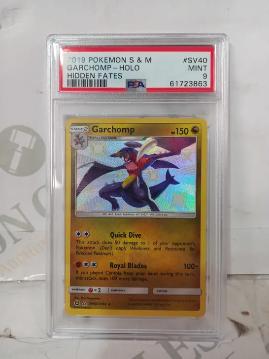 FRAMED AND GRADED COLLECTIBLE POKÉMON TRADING CARD - GARCHOMP HOLO (2019 S&M)