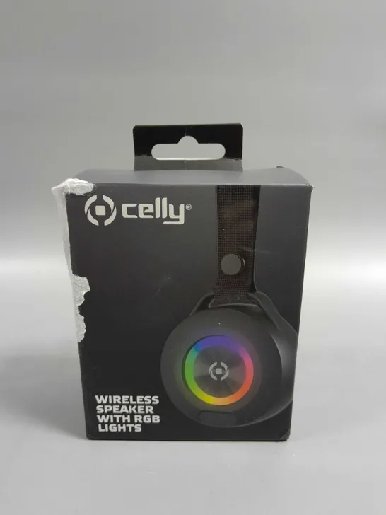BOXED SEALED CELLY WIRELESS SPEAKER WITH RGB LIGHTS 