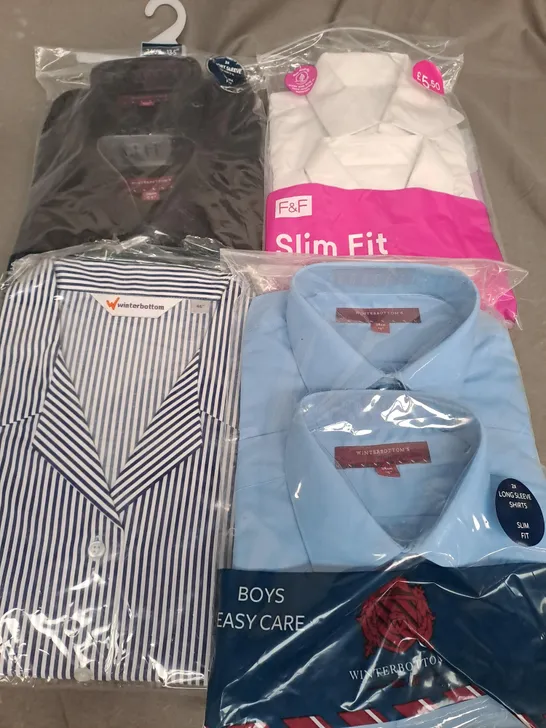 BOX OF APPROXIMATELY 50 ASSORTED SCHOOL SHIRTS IN ASSORTED COLOURS AND SIZES - COLLECTION ONLY