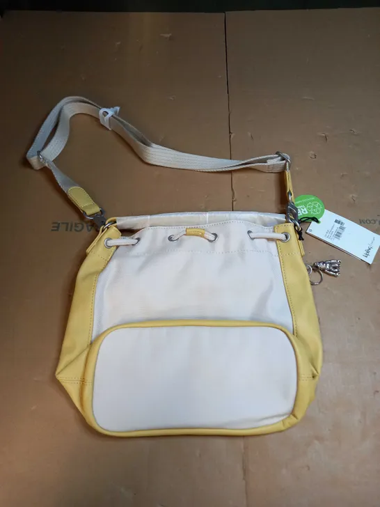 KIPLING SINTA STRAW YELLOW BAG WITH CREAM FRONT 