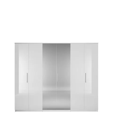 BOXED PRAGUE GLOSS 6 DOOR WARDROBE CARCASS - WHITE GLOSS (1 & 3 OF 4 BOXES)