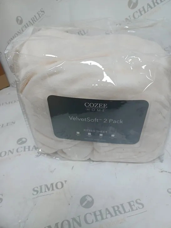 PACK OF TWO COZEE HOME VELVETSOFT FITTED SHEETS - WHITE DOUBLESIZE