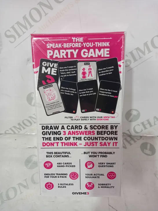 GIVE ME 3 - THE SPEAK BEFORE YOU THINK PARTY GAME