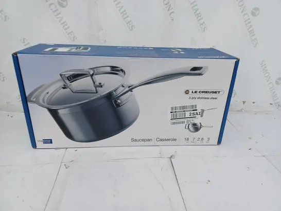 LE CREUSET 3 PLY STAINLESS STEEL MILK PAN SAUCEPAN 18CM 