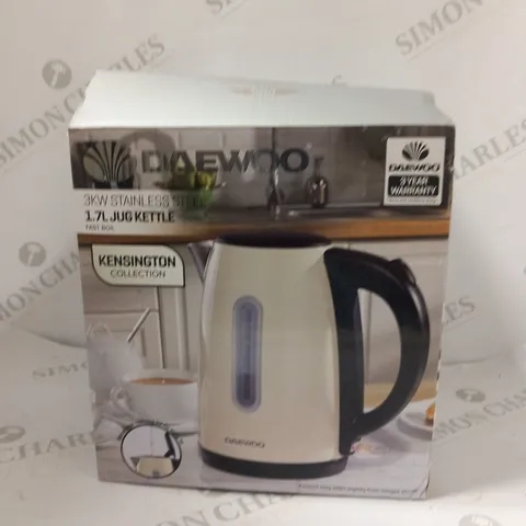 BOXED DAEWOO 3KW STAINLESS STEEL 1.7L JUG KETTLE KENSINGTON COLLECTION